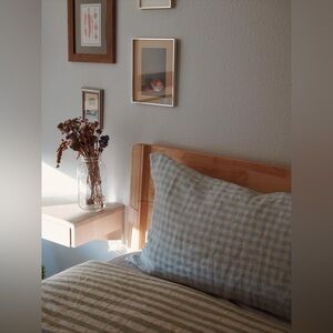 Set of Two Handmade Gingham Linen Pillowcases